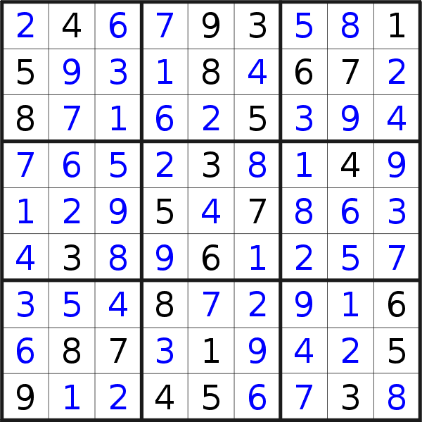 Sudoku solution for puzzle published on Sunday, 21st of June 2015