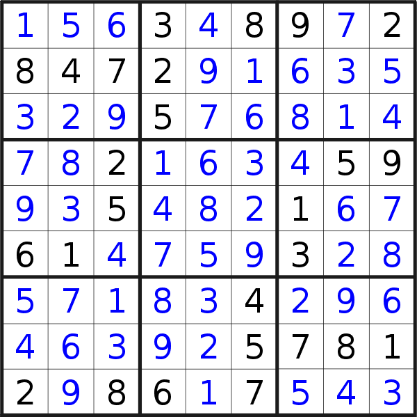 Sudoku solution for puzzle published on Thursday, 25th of June 2015
