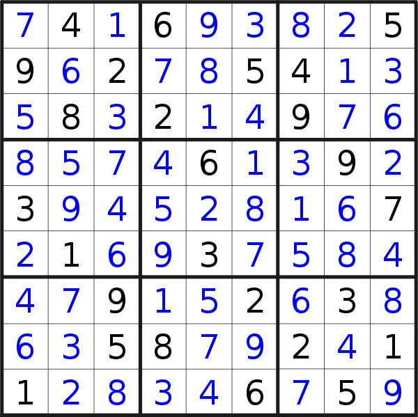 Sudoku solution for puzzle published on Monday, 29th of June 2015