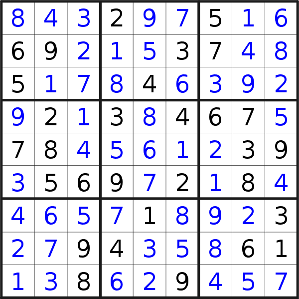Sudoku solution for puzzle published on Tuesday, 30th of June 2015
