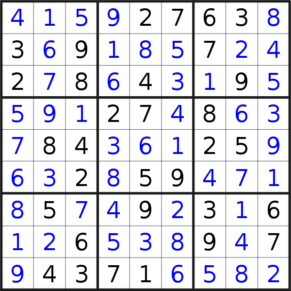 Sudoku solution for puzzle published on Friday, 3rd of July 2015