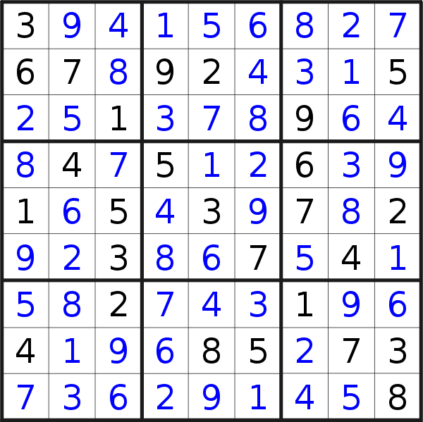 Sudoku solution for puzzle published on Friday, 21st of August 2015
