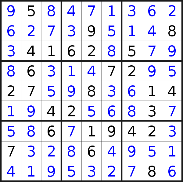 Sudoku solution for puzzle published on Saturday, 29th of August 2015