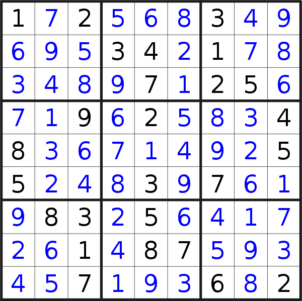Soluzione del sudoku pubblicato domenica 30 agosto 2015