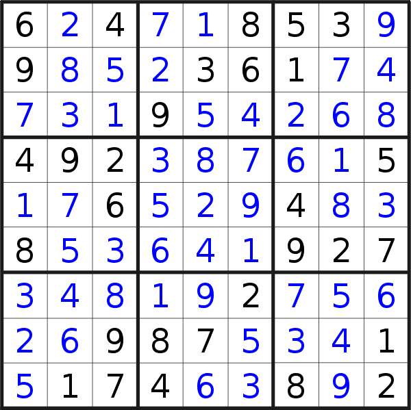 Soluzione del sudoku pubblicato mercoledì  2 settembre 2015