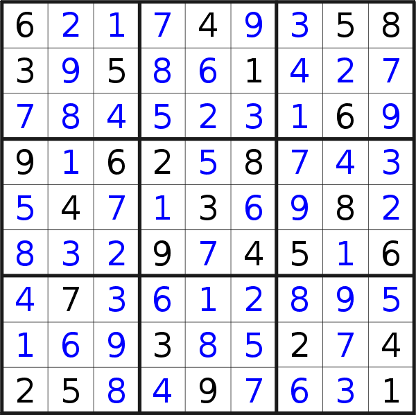 Sudoku solution for puzzle published on Friday, 18th of September 2015