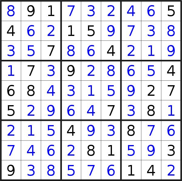 Sudoku solution for puzzle published on Monday, 21st of September 2015