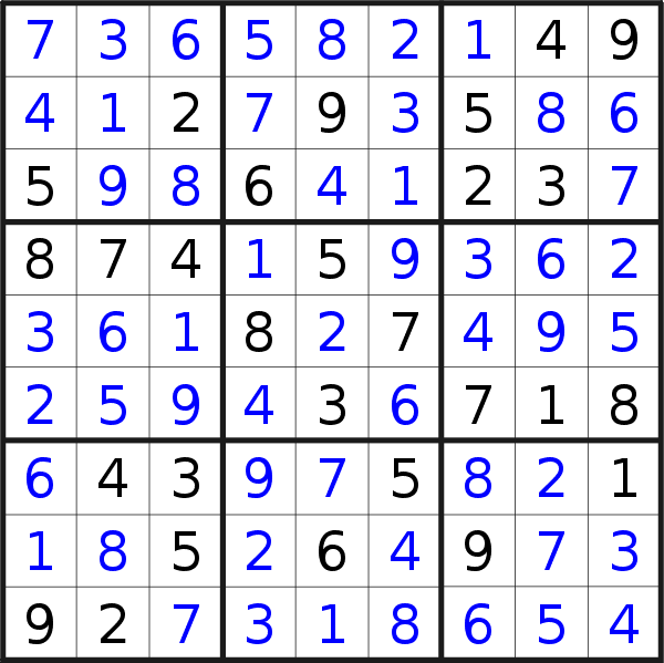 Sudoku solution for puzzle published on Thursday, 1st of October 2015
