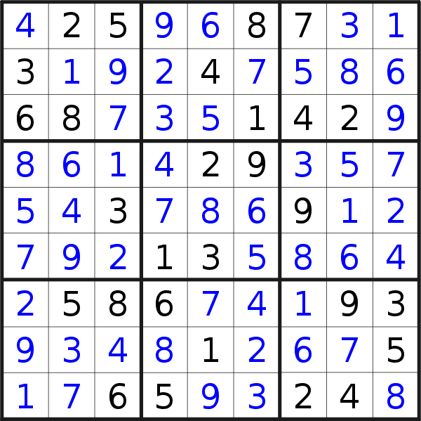 Sudoku solution for puzzle published on Saturday, 3rd of October 2015