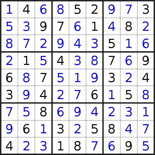 Sudoku solution for puzzle published on Friday, 16th of October 2015