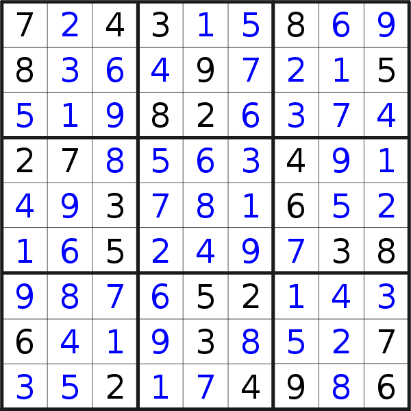 Sudoku solution for puzzle published on Wednesday, 28th of October 2015