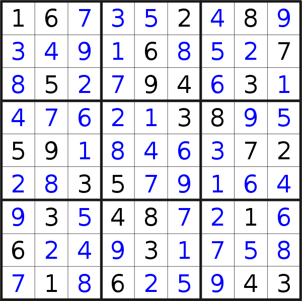 Sudoku solution for puzzle published on Thursday, 5th of November 2015