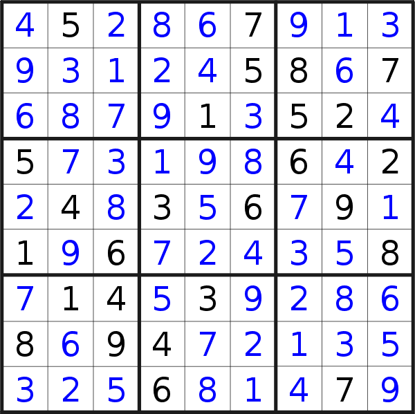 Sudoku solution for puzzle published on Friday, 13th of November 2015