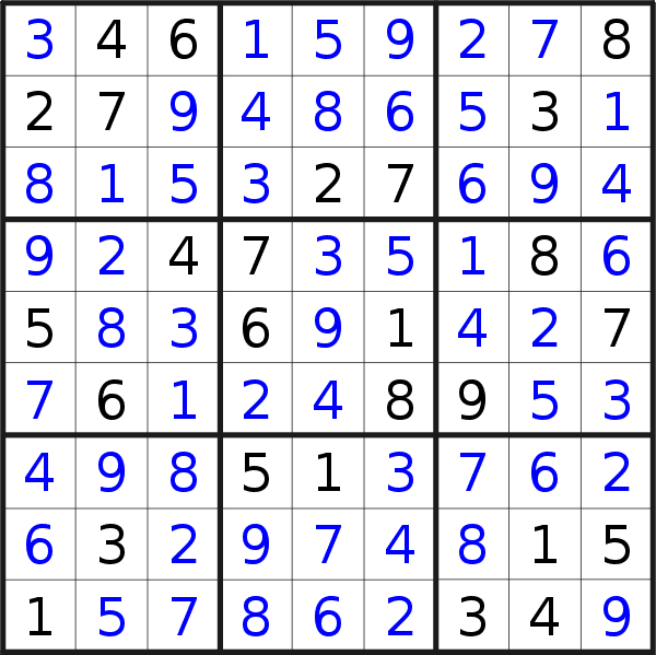 Sudoku solution for puzzle published on Friday, 20th of November 2015