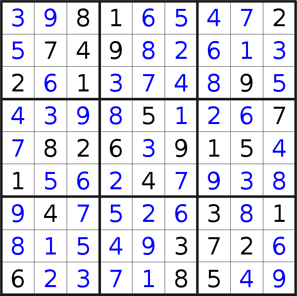 Sudoku solution for puzzle published on Wednesday, 25th of November 2015
