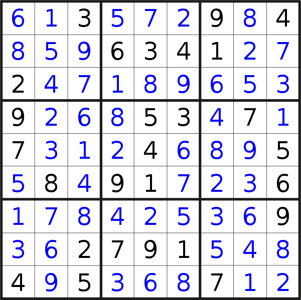 Sudoku solution for puzzle published on Thursday, 26th of November 2015