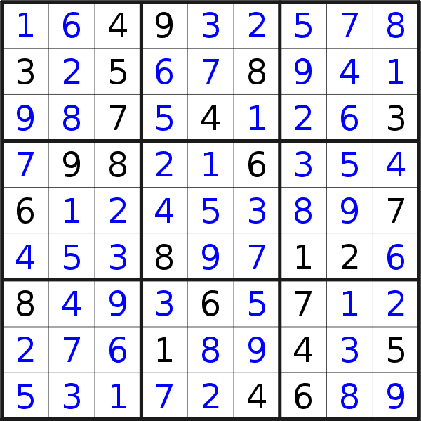 Sudoku solution for puzzle published on Monday, 30th of November 2015