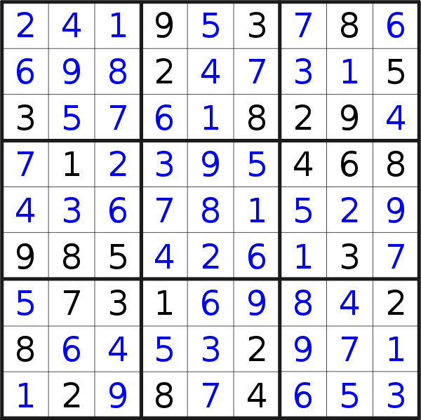 Sudoku solution for puzzle published on Saturday, 2nd of January 2016