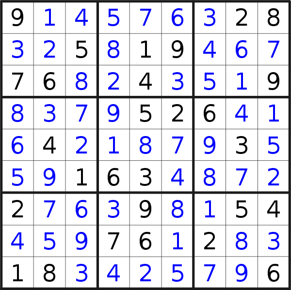 Sudoku solution for puzzle published on Tuesday, 5th of January 2016