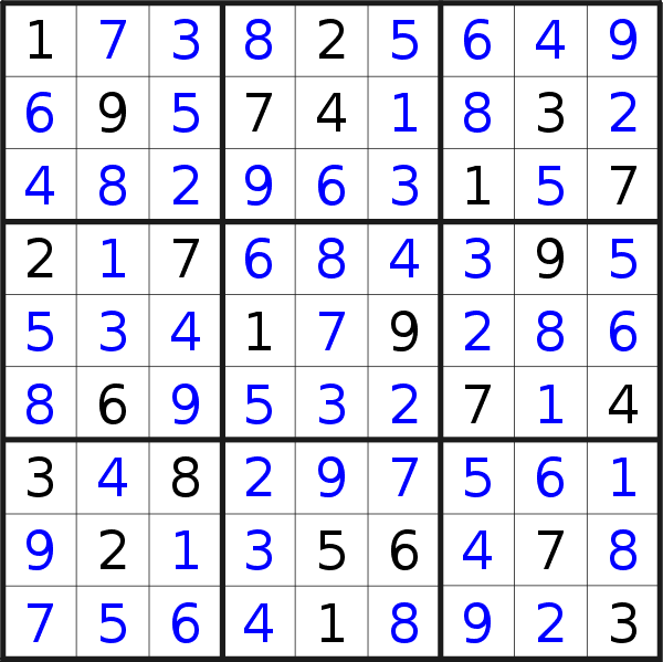 Sudoku solution for puzzle published on Thursday, 14th of January 2016