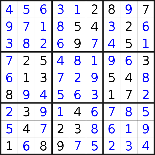 Sudoku solution for puzzle published on Monday, 18th of January 2016
