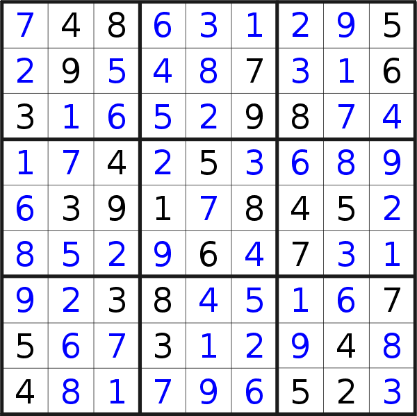 Sudoku solution for puzzle published on Monday, 8th of February 2016