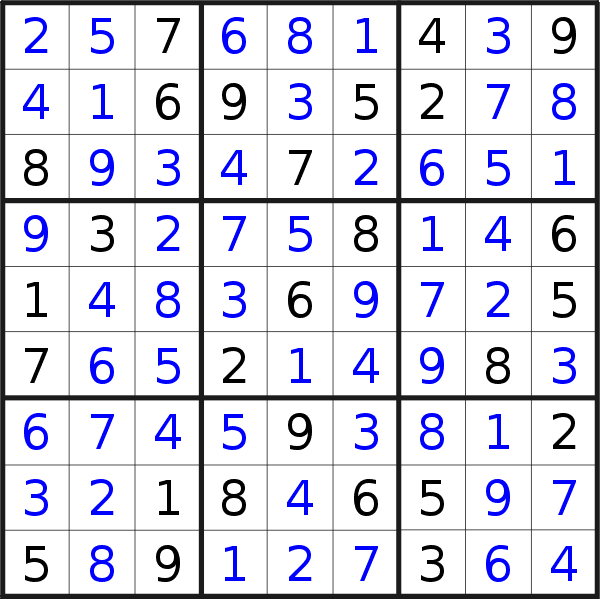 Sudoku solution for puzzle published on Tuesday, 9th of February 2016