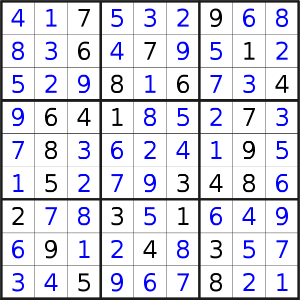 Sudoku solution for puzzle published on Wednesday, 10th of February 2016