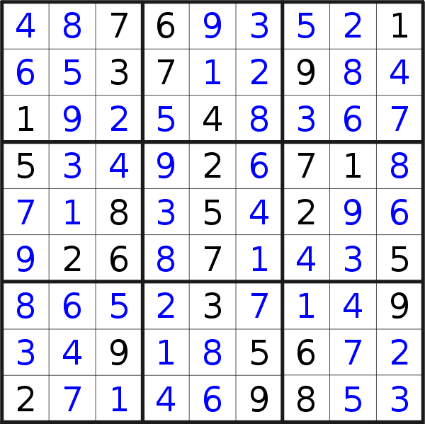 Sudoku solution for puzzle published on Saturday, 13th of February 2016