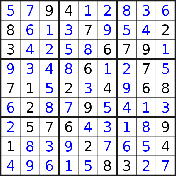 Sudoku solution for puzzle published on Tuesday, 29th of March 2016