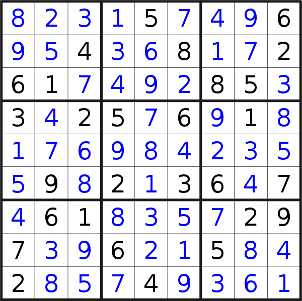 Sudoku solution for puzzle published on Sunday, 3rd of April 2016