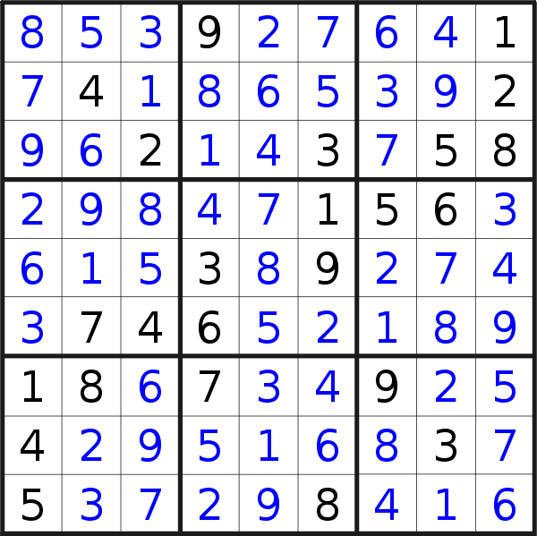 Sudoku solution for puzzle published on Sunday, 10th of April 2016