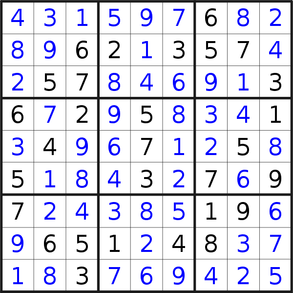 Sudoku solution for puzzle published on Tuesday, 26th of April 2016