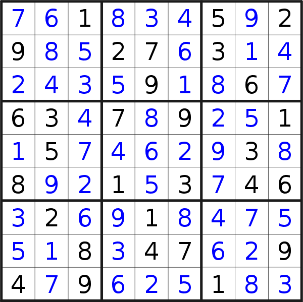 Sudoku solution for puzzle published on Tuesday, 3rd of May 2016