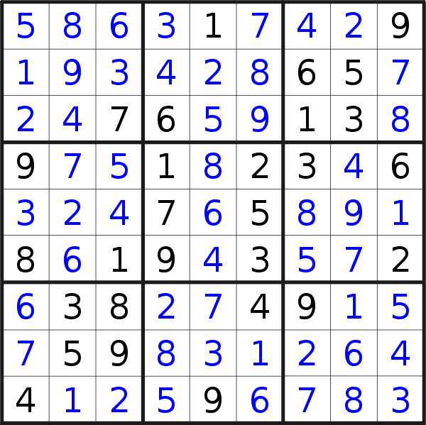 Sudoku solution for puzzle published on Friday, 6th of May 2016