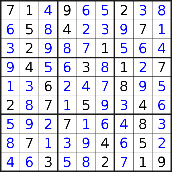 Sudoku solution for puzzle published on Thursday, 19th of May 2016