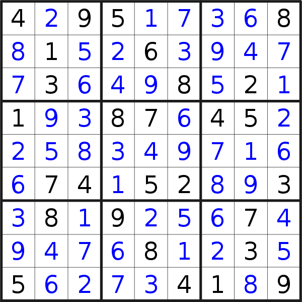 Sudoku solution for puzzle published on Tuesday, 24th of May 2016