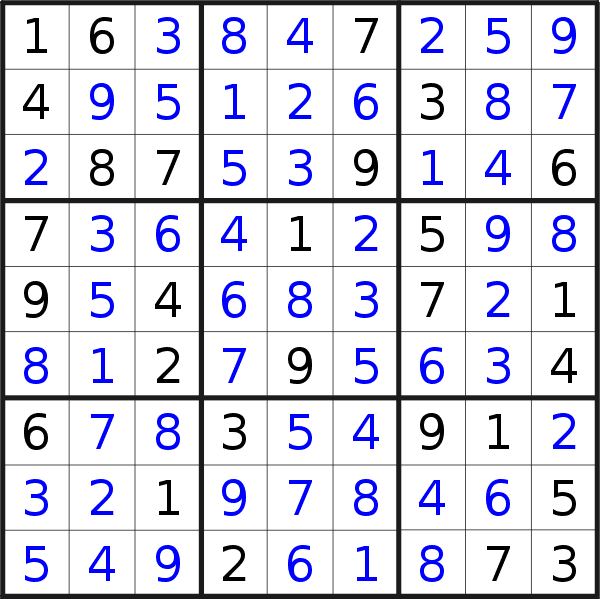 Sudoku solution for puzzle published on Saturday, 25th of June 2016