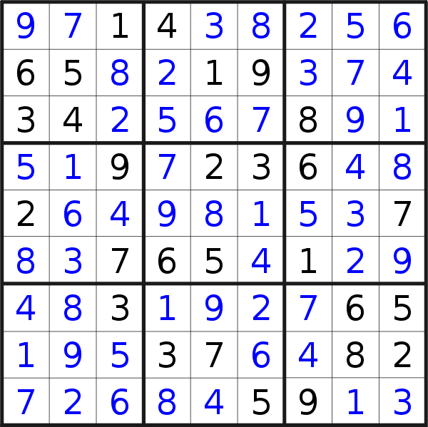 Sudoku solution for puzzle published on Sunday, 26th of June 2016