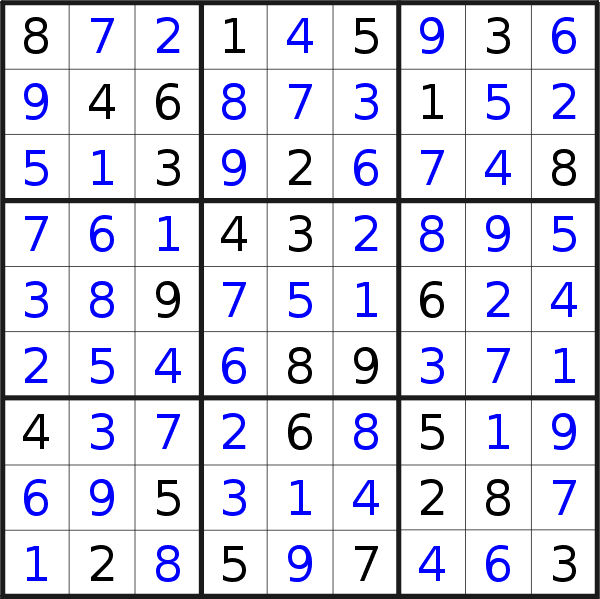 Sudoku solution for puzzle published on Tuesday, 28th of June 2016