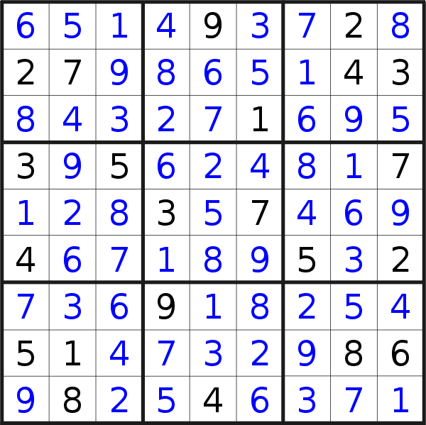 Sudoku solution for puzzle published on Sunday, 3rd of July 2016