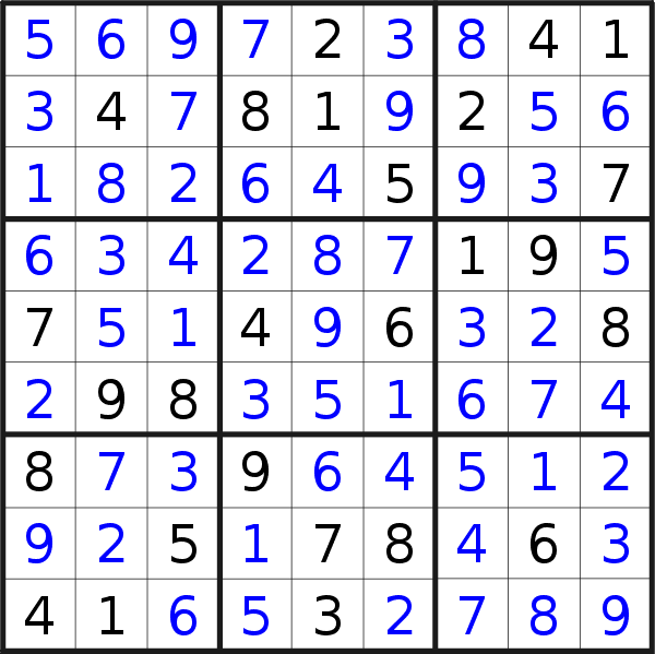 Sudoku solution for puzzle published on Saturday, 9th of July 2016