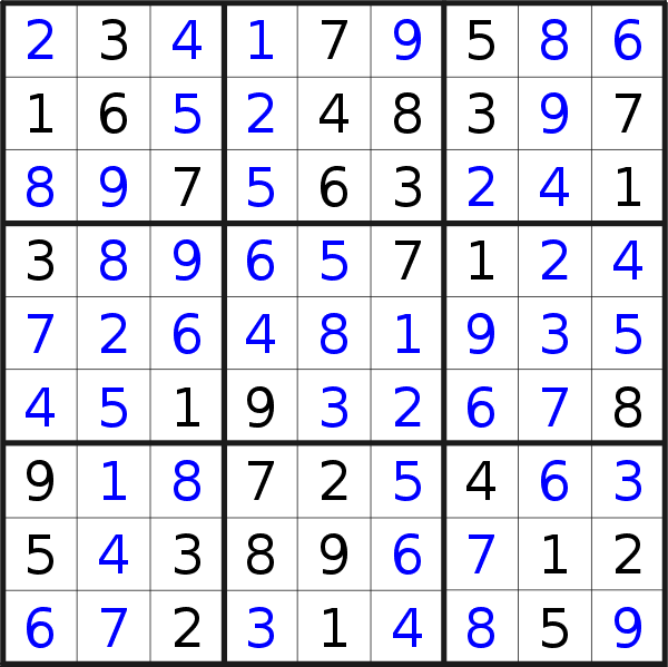 Sudoku solution for puzzle published on Thursday, 14th of July 2016