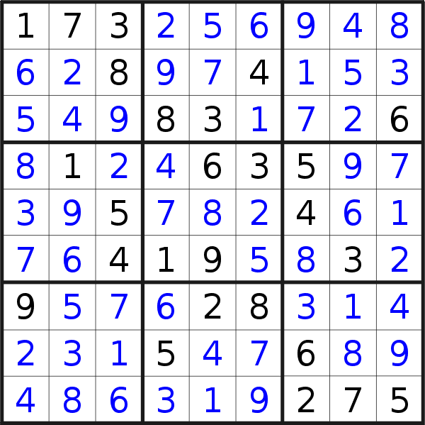 Sudoku solution for puzzle published on Sunday, 17th of July 2016