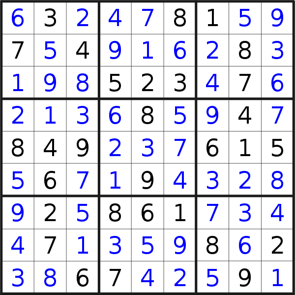 Sudoku solution for puzzle published on Wednesday, 20th of July 2016