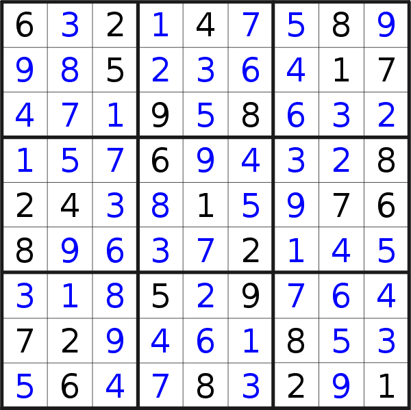 Sudoku solution for puzzle published on Friday, 22nd of July 2016