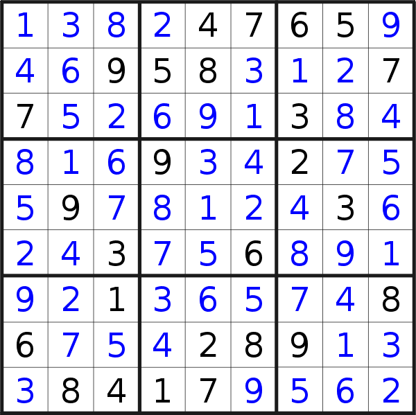 Sudoku solution for puzzle published on Sunday, 24th of July 2016