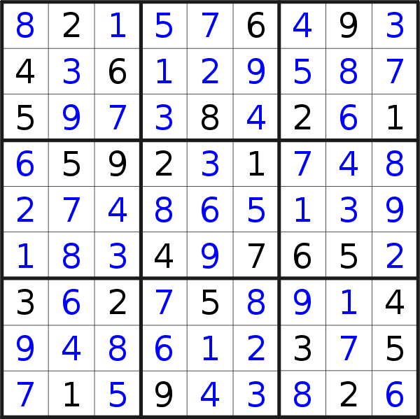 Sudoku solution for puzzle published on Friday, 29th of July 2016