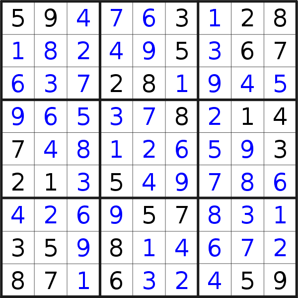 Sudoku solution for puzzle published on Wednesday, 10th of August 2016
