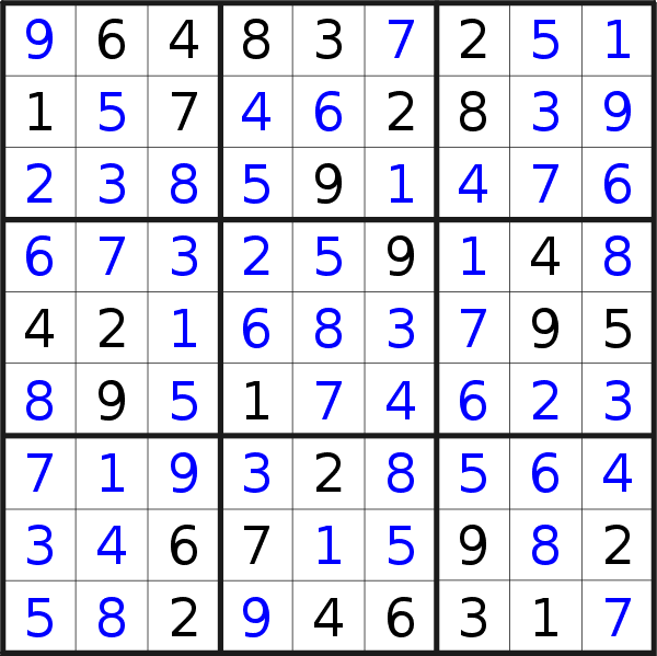 Sudoku solution for puzzle published on Sunday, 21st of August 2016